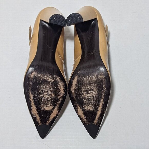 Stuart Weitzman Nude Heels Silver Toe Sz 10 Block heel - Picture 4 of 13